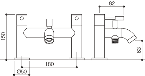 Technical image of Mayfair Series G Basin & Bath Shower Mixer Tap Set (Free Shower Kit).