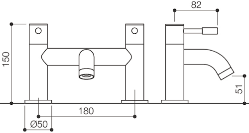 Technical image of Mayfair Series G Basin Mixer & Bath Filler Tap Set (Chrome).