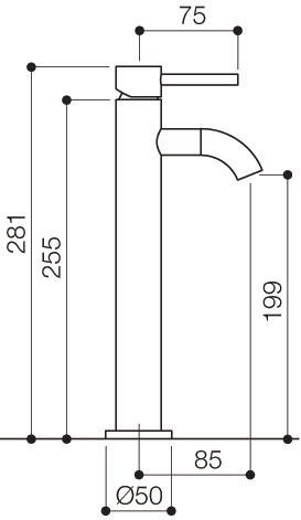 Technical image of Mayfair Series G Cloakroom Mono Basin Mixer Tap (281mm High).