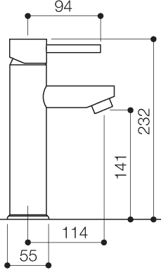 Technical image of Mayfair Series K Basin Mixer Tap, Freestanding, 232mm High (Chrome).