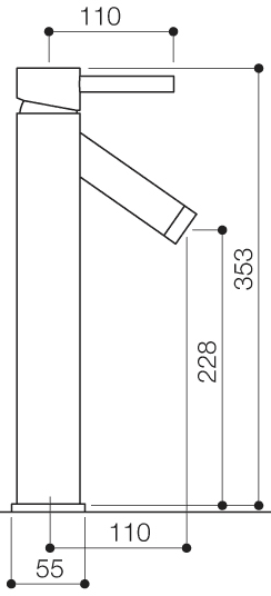 Technical image of Mayfair Series N Basin Mixer Tap, Freestanding, 353mm High (Chrome).