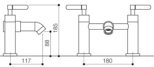 Technical image of Mayfair Stic Bath Filler Tap (Chrome).