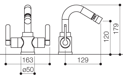 Technical image of Mayfair Stic Mono Bidet Mixer Tap With Pop-Up Waste (Chrome).