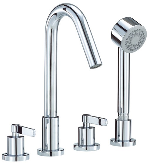 Larger image of Mayfair Stic 4 Tap Hole Bath Shower Mixer Tap With Shower Kit (Chrome).