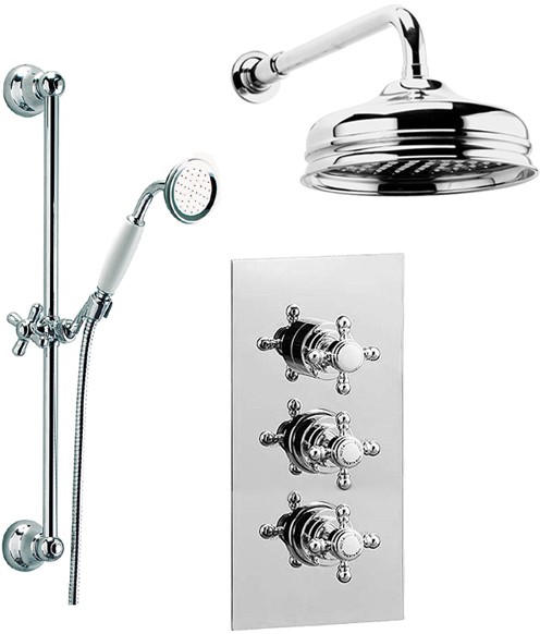 Larger image of Mayfair Traditional Triple Thermostatic Shower Valve Set With Shower Kit.