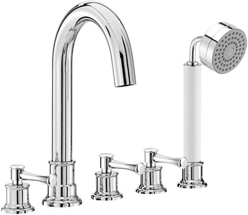 Larger image of Mayfair Tait Lever 5 Tap Hole Bath Shower Mixer Tap With Shower Kit (Chrome).
