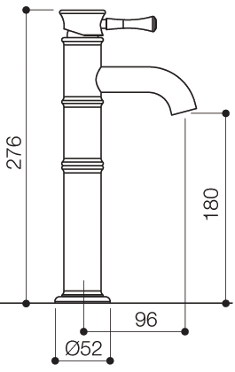 Technical image of Mayfair Tait Lever High Rise Cloakroom Mono Basin Mixer Tap (Chrome).