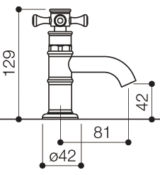 Technical image of Mayfair Tait Cross Basin Taps (Pair, Chrome).