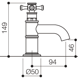 Technical image of Mayfair Tait Cross Bath Taps (Pair, Chrome).