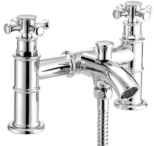 Larger image of Mayfair Tait Cross Bath Shower Mixer Tap With Shower Kit (Chrome).
