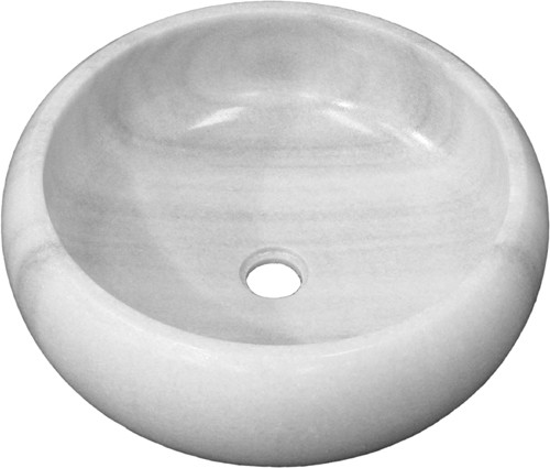 Larger image of Marblessence 450mm Luxury Stone Basin. White And Grey Marble.