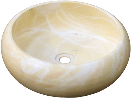 Larger image of Marblessence 450mm Luxury Stone Basin. Cream / Yellow Marble.