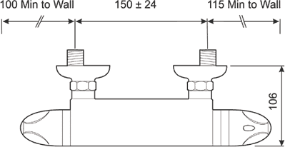 Technical image of Mira Coda Thermostatic Bar Shower Valve With Shower Kit (Chrome).