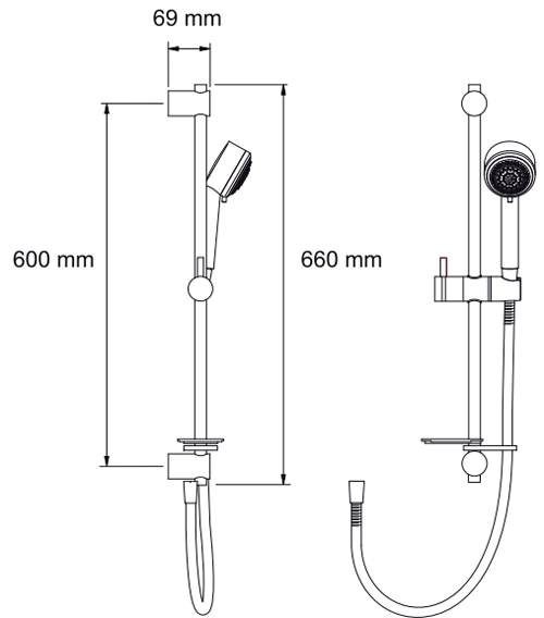 Technical image of Mira Electric Showers Mira Escape 9.8kW thermostatic in chrome.