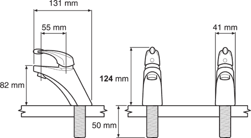 Technical image of Mira Excel Basin Taps (Pair, Chrome).