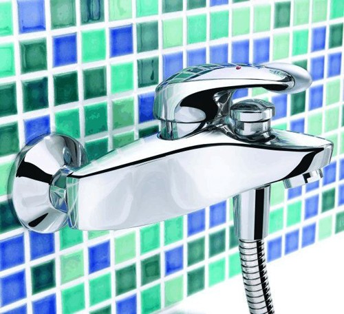 Example image of Mira Excel Wall Mounted Bath Shower Mixer Tap With Shower Kit (Chrome).