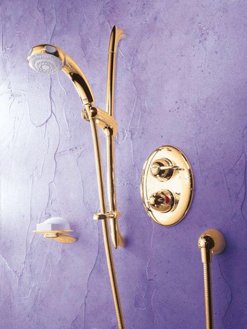 Larger image of Mira Fino Concealed Thermostatic Shower Kit and Slide Rail in Gold.