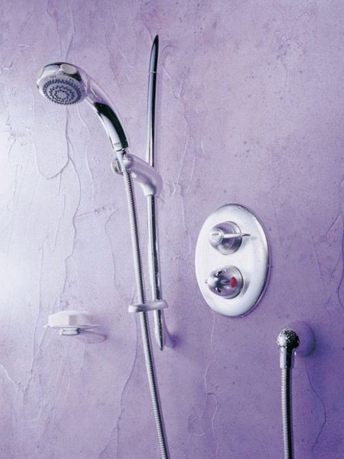 Larger image of Mira Fino Concealed Thermostatic Shower Kit & Slide Rail in Satin Chrome.