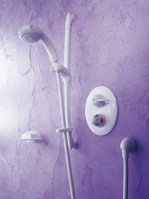 Larger image of Mira Fino Concealed Thermostatic Shower Kit with Slide Rail in White.