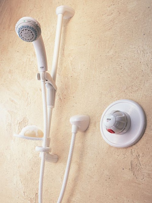 Larger image of Mira Combiforce 415 Concealed Shower Kit with Slide Rail in White.