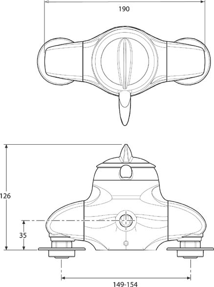 Technical image of Mira Gem88 Exposed Manual Shower Valve (Chrome).