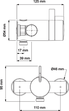 Technical image of Mira Miniduo Exposed Thermostatic Shower Valve (Chrome).