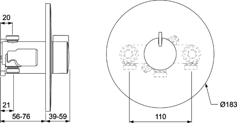 Technical image of Mira Minilite Concealed Thermostatic Shower Valve With Shower Kit (Chrome).