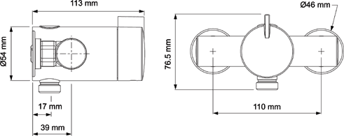 Technical image of Mira Minilite Exposed Thermostatic Shower Valve (Chrome).