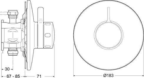 Technical image of Mira Select Concealed Thermostatic Shower Valve (Chrome).