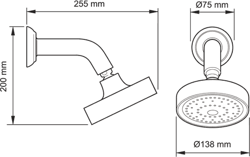 Technical image of Mira Select Concealed Thermostatic Shower Valve & Shower Head (Chrome).