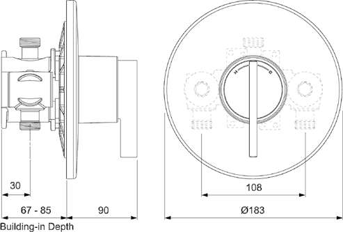 Technical image of Mira Silver Concealed Thermostatic Shower Valve With Shower Kit (Chrome).