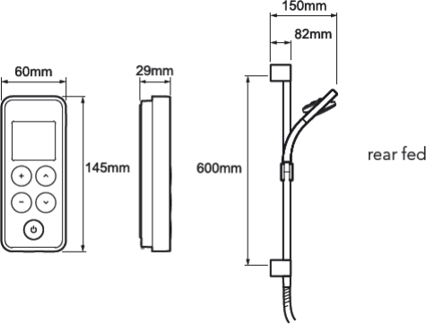 Technical image of Mira Vision Rear Fed Digital Shower (Pumped, White & Chrome).