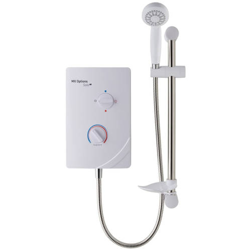 Larger image of MX Showers Options Solo QI Electric Shower (8.5 kW, White & Chrome) - Clearance.