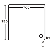 Technical image of MX Trays Acrylic Capped Low Profile Square Shower Tray. 760x760x40mm.