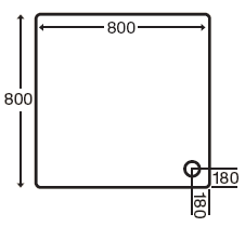 Technical image of MX Trays Acrylic Capped Square Shower Tray. 800x800x80mm.