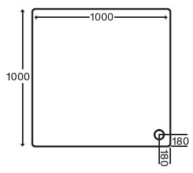 Technical image of MX Trays Easy Plumb Low Profile Square Shower Tray. 1000x1000x40mm.