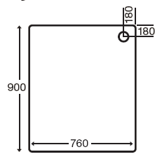 Technical image of MX Trays Stone Resin Rectangular Shower Tray. 900x760x110mm.