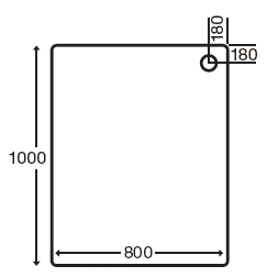 Technical image of MX Trays Stone Resin Rectangular Shower Tray. 1000x800x110mm.