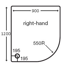 Technical image of MX Trays Easy Plumb Low Profile Offset Quad Tray. 1200x900 (Left Hand).