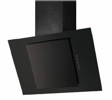 Larger image of Osprey Hoods Cooker Hood With Black Angled Glass (Black, 600mm).