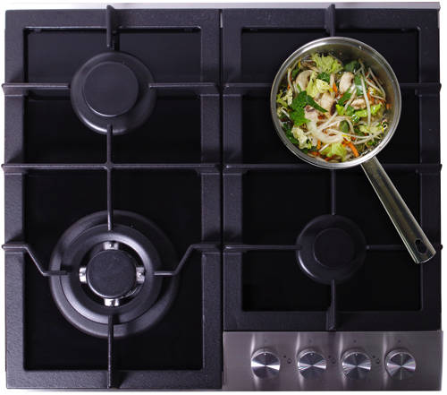 Larger image of Osprey Hobs Gas Hob With 4 x Burners & Black Glass Top (600mm).