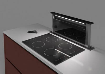 Example image of Osprey Hoods Down Draft Cooker Hood With Black Glass (900mm).
