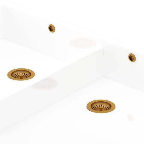 Larger image of Perrin & Rowe Wastes Double Bowl Sink Waste and Overflow Kit (Aged Brass).