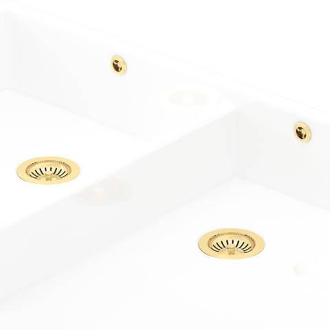 Larger image of Perrin & Rowe Wastes Double Bowl Sink Waste and Overflow Kit (Polished Brass).