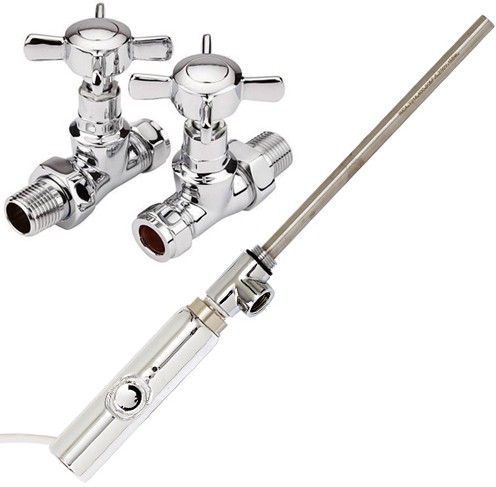 Larger image of Phoenix Radiators Thermostatic Element Pack & Straight Valves  (150w).