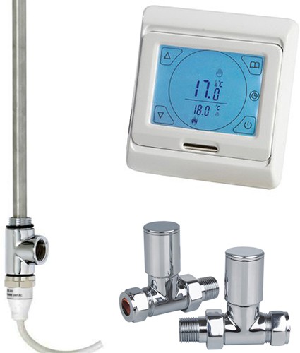 Larger image of Phoenix Radiators Digital Thermostat Pack With Straight Valves (150w).