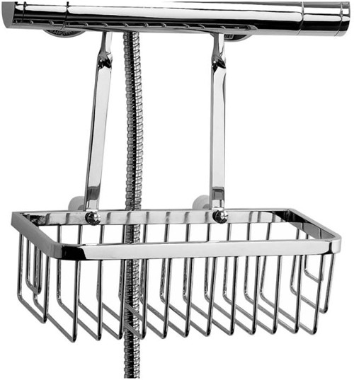 Larger image of Phoenix Accessories Retro Fit Hanging Shower Basket & Bracket (Chrome).