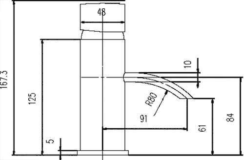 Technical image of Crown Series A Basin Mixer Tap With Push Button Waste (Chrome).