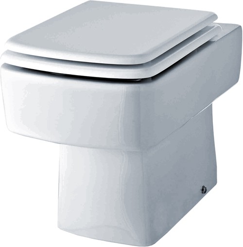 Larger image of Crown Ceramics Bliss Square Back To Wall Toilet Pan With Seat.