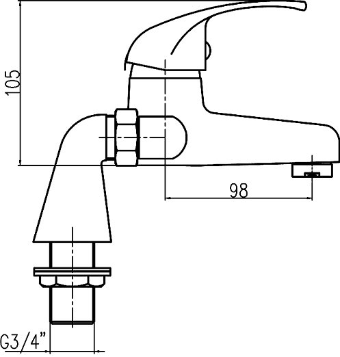 Technical image of Nuie Eon Eon Bath Filler Tap (Chrome).